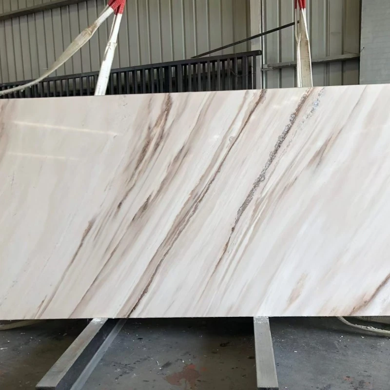 Palissandro White Marble polished slab with natural layered veining Palissandro White Marble polished slab with natural layered veining